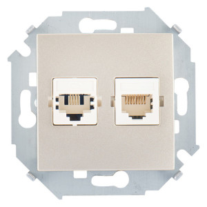 Розетка телефонная компьютерная RJ11RJ45 Simon SIMON 15, скрытый монтаж, шампань, 1591590-034