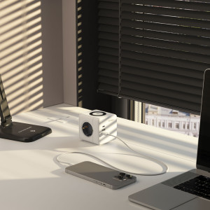 W6513501/ Розеточный блок 3-местный + 3 USB + беспроводная зарядка