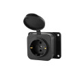 Розетка (колодка) одноместная каучук черная 2P+PE 250V 16А IP54 DYNEL