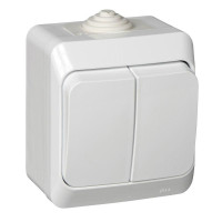 ЭТЮД IP44 О/У 2-клавишный ВЫКЛЮЧАТЕЛЬ 10 АХ, БЕЛЫЙ BA10-042B