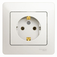 GLOSSA РОЗЕТКА с заземлением без шторок, 16А, в сборе, ПЕРЛАМУТР GSL000642