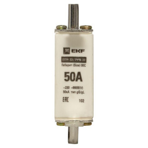 Вставка плавкая ППН-33 100/50А 50кА габарит 00C PROxima EKF fus-33/100/50