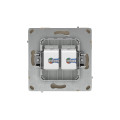 Компьютерная розетка RJ-45 без шторки, кат.6А двойная, KANT, ванильный марципан