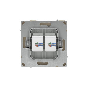 Компьютерная розетка RJ-45 без шторки, кат.6А двойная, KANT, ванильный марципан