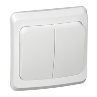ЭТЮД С/У 2-клавишный ВЫКЛЮЧАТЕЛЬ с подсветкой 10 АХ, БЕЛЫЙ BC10-006B