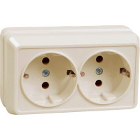 Розетка 2-м ОП Октава РС22-3-ОКм 16А IP20 с заземл. крем. GENERICA ERO21-K33-16-DC