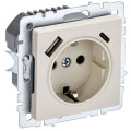 Розетка BRITE РЮш11-1-БрКр 16А с USB A+C 18Вт с заземл. защ. шторки механизм беж. IEK BR-R14-16-U22-018-K10
