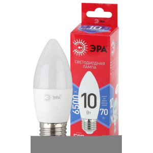 Лампа светодиодная RED LINE LED B35-10W-865-E27 R 10Вт B35 свеча 6500К холод. бел. E27 Эра Б0045338