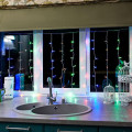 Гирлянда светодиодная Светодиодный Дождь 1.5х1м 96LED мультиколор 8Вт 230В IP20 с контроллером провод прозр. Neon-Night 235-029
