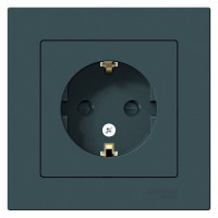 ATLASDESIGN РОЗЕТКА с заземлением со шторками, 16А, в сборе, ИЗУМРУД ATN000844