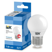 Лампа светодиодная G45 7Вт шар 6500К E27 230В IEK LLE-G45-7-230-65-E27
