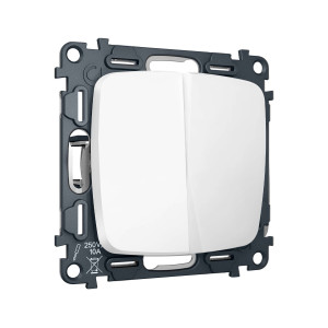 MO123030 Комплект механизма 2-клавишного перекрестного выключателя 10A-250V OMEGA Белый матовый QUANT OP1230, VM125 AMBRELLA VOLT