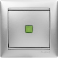 Выключатель 1-кл. СП Valena 10А IP31 250В с зел. индикацией механизм алюм. Leg 770110