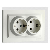 Розетка двойная с заземлением бел. Mono Electric Despina 102-190004-120