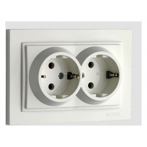 Розетка двойная с заземлением бел. Mono Electric Despina 102-190004-120