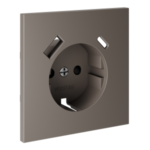 Накладка для розетки с заземлением и защитными шторками, с USB AC, S70 капучино