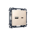 MA331010 Комплект механизма розетки ALFA Бежевый матовый 2USB AC 20W быстрая зарядка QUANT AP3310, VM177 AMBRELLA VOLT