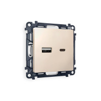 MA331010 Комплект механизма розетки ALFA Бежевый матовый 2USB AC 20W быстрая зарядка QUANT AP3310, VM177 AMBRELLA VOLT