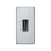Simon Алюминий Зарядное устройство USB, К45, узкий модуль, 5 В, 1,5 А (использовать K126D-8)