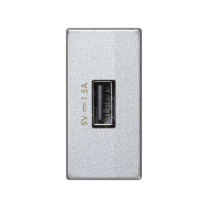 Simon Алюминий Зарядное устройство USB, К45, узкий модуль, 5 В, 1,5 А (использовать K126D-8)