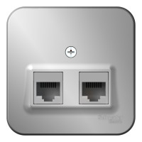 BLANCA О/У РОЗЕТКА двойная: комп.RJ45, кат.5E + телеф. RJ11, ИЗОЛ.ПЛ., АЛЮМИНИЙ BLNIA045113