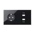 Simon 100 Черный глянец Кит 2 поста, фронт. Накладка на 1 розетку Schuko + 2 з/у USB SC
