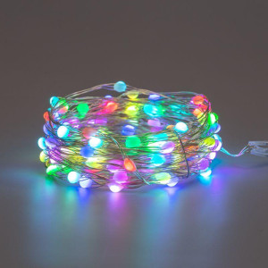 Гирлянда Роса 10м 100LED RGB IP44 с пультом 8 режимов элементы питания 3хAA Neon-Night 303-259