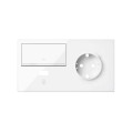 Simon 100 Белый глянец Кит 2 поста, фронт. Накладка на 1 розетку Schuko (справа) + 1 з/у USB SC + 1 клавиша светорегулятора