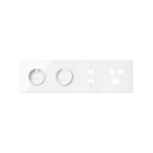 Simon 100 Белый глянец Кит 4 поста, фронт. Накладка на 2 розетки Schuko + 1 розетку TV+SAT + 1 розетку RJ45 + 1 розетку HDMI + 1 розетку USB