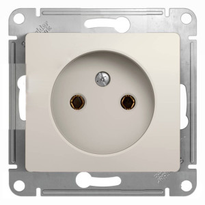 GLOSSA РОЗЕТКА без заземления без шторок, 16А, механизм, МОЛОЧНЫЙ GSL000941