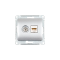 GLOSSA РОЗЕТКА двойная ТВ  компьютерная RJ45 кат. 5e, механизм, АЛЮМИНИЙ GSL000389