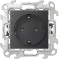 Розетка 1-м СП Simon 24 16А IP20 2P+E Push&Go без защ. шторок механизм графит Simon 2420434-038