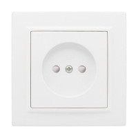 Розетка 1-м СП Минск 10А IP20 без заземл. защ. шторки бел. Basic EKF ERR10-022-100