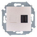 Розетка HDMI Simon SIMON 15, скрытый монтаж, шампань, 1591407-034