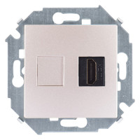 Розетка HDMI Simon SIMON 15, скрытый монтаж, шампань, 1591407-034