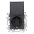 Розетка 1-м СП Simon 24 16А IP44 2P+E Push&Go механизм графит Simon 2420448-038