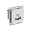 GLOSSA USB РОЗЕТКА A  тип-C 45Вт высокоскор.заряд. QC, PD, механизм, БЕЖЕВЫЙ GSL000229