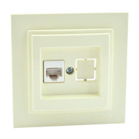 Розетка телефонная механизм Rj45 Cat3 Mono Electric Despina/ Larissa крем 500-001725-124