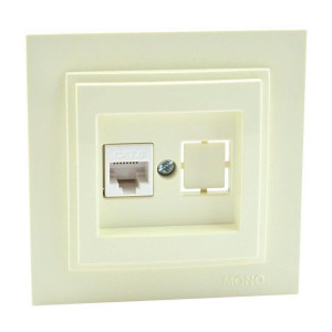 Розетка телефонная механизм Rj45 Cat3 Mono Electric Despina/ Larissa крем 500-001725-124