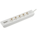 Удлинитель 5х2м с заземл. 16А 250В MODERN У05В с выкл. USBх4 (type-Aх3шт + type-Cх1шт) ПВС 3х1 бел. IEK WYP12-16-05-02-ZKU-K01