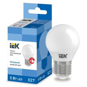 Лампа светодиодная G45 5Вт шар 6500К E27 230В IEK LLE-G45-5-230-65-E27