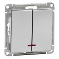 Выключатель двухклавишный Schneider Electric W59 с подсветкой, хром матовый, VS510-251-5-86