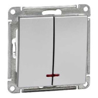 Выключатель двухклавишный Schneider Electric W59 с подсветкой, хром матовый, VS510-251-5-86