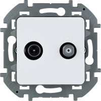 Розетка телевизионная-спутниковая Legrand Inspiria для скрытого монтажа, для схемы звезда, 1.5 дБ 4-2400 МГц / 2 дБ 4-2400 МГц, поддержка обратного питания для активных антенн до 500мА, цвет Белый
