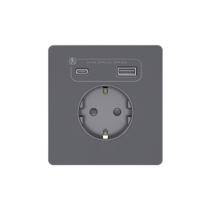 Systeme Infinity, Розетка СУ с ЗК и зар.устр.USB АС 20Вт 250В, 16А, защ.шт., Вулканический пепел