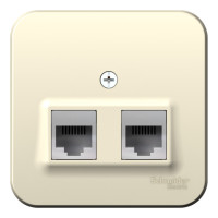 BLANCA О/У РОЗЕТКА двойная: комп.RJ45, кат.5E + телеф. RJ11, ИЗОЛ.ПЛ., МОЛОЧНЫЙ BLNIA045112