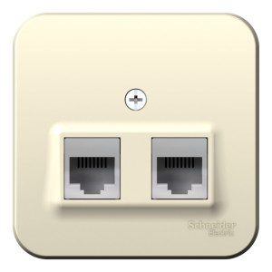BLANCA О/У РОЗЕТКА двойная: комп.RJ45, кат.5E + телеф. RJ11, ИЗОЛ.ПЛ., МОЛОЧНЫЙ BLNIA045112