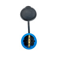 Розетка переносная с крышкой каучук 2P+PE 250V 16А IP54 синяя DYNEL