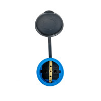 Розетка переносная с крышкой каучук 2P+PE 250V 16А IP54 синяя DYNEL