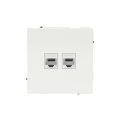 Компьютерная розетка RJ-45 без шторки, кат.6А двойная, KANT, белая магнолия